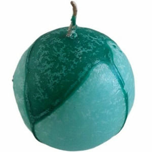 Hand Dipped Candle 2.5" Israel Sphere Ball Tone on Tone Green Unscented